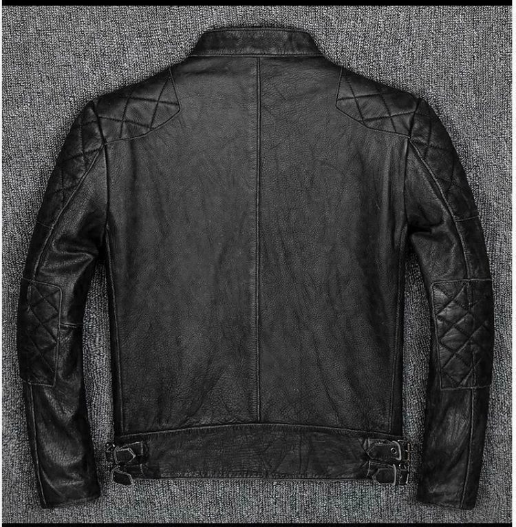 Vintage Distressed Black Men Genuine Biker's Cow-Hide Leather Jacket ...
